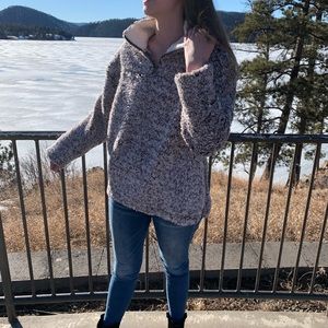 **FREE GIFT** Mocha Brown Sherpa Pullover